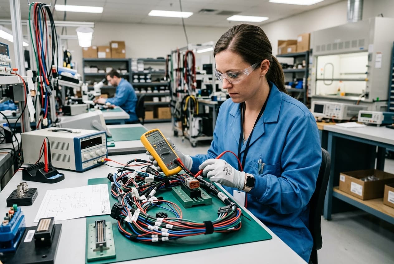 Quality inspection of wire harness at Geetha System